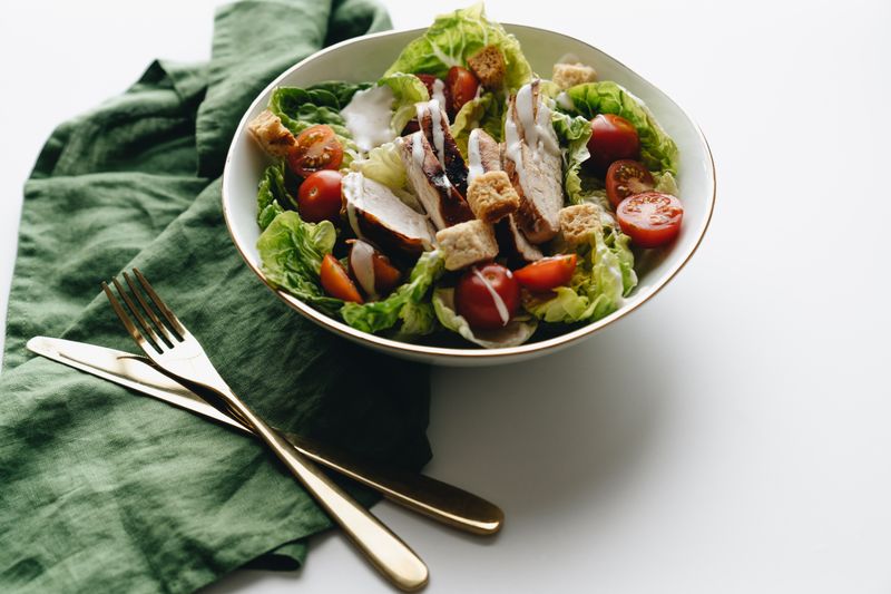 classic caesar salad with croutons and parmesan